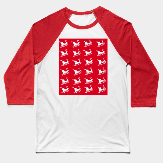 Christmas sleigh regular red pattern Baseball T-Shirt by Baobabprintstore